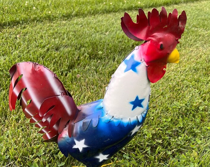 American Metal Rooster Clucker Farm Animal Yard Art Etsy