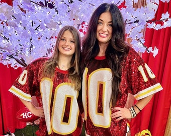 Red 10 All Sequin KC Jersey Kansas City Football