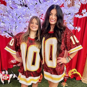 Red 10 All Sequin KC Jersey Kansas City Football
