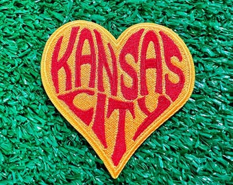 Yellow/Red Kansas City Heart Embroidered Iron On Patch KC Football
