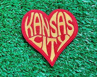 Red/Yellow Kansas City Heart Embroidered Iron On Patch KC Football