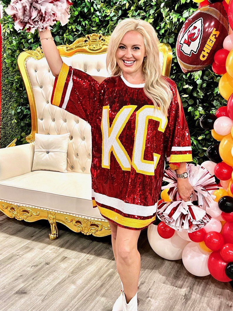 Red Sequin Open Sleeved KC Jersey