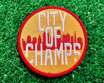 Yellow/Red City Of Champs Embroidered Iron On Patch KC Football Kansas City