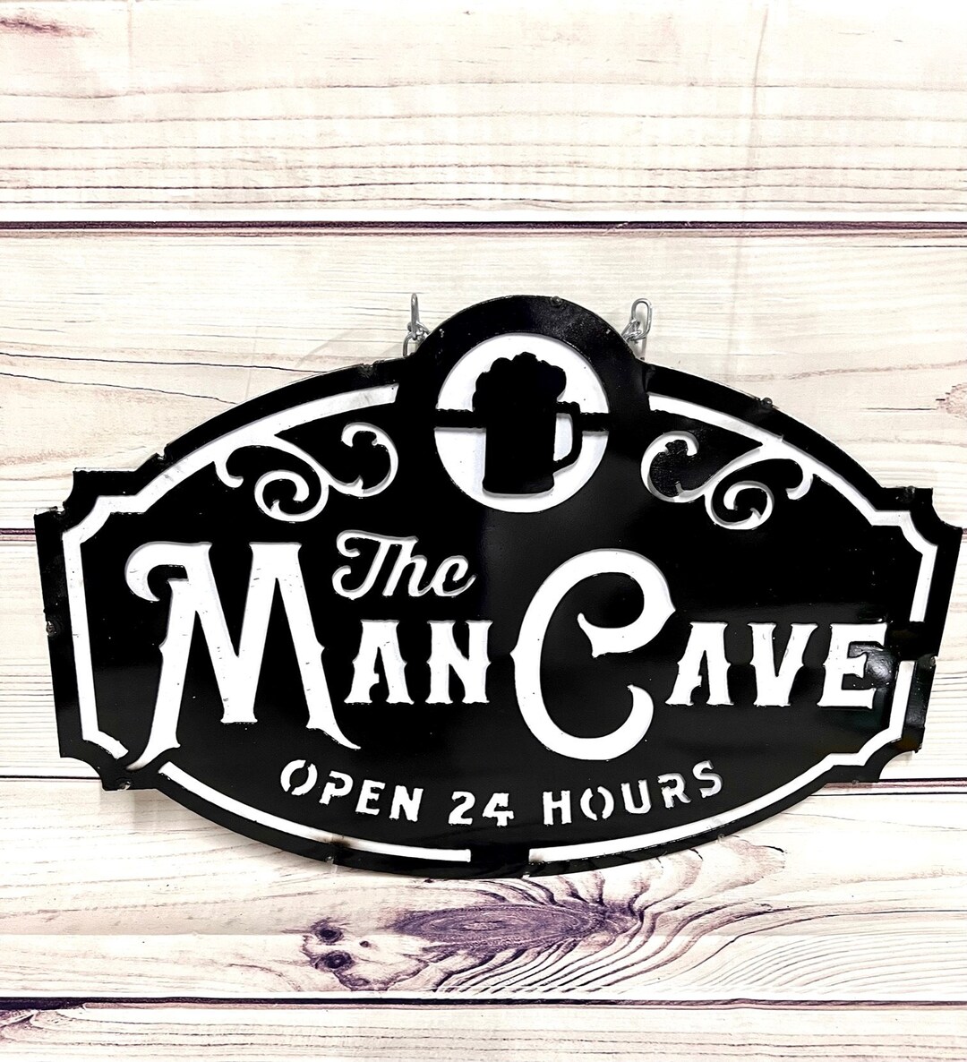 The Man Cave Open 24 Hours Metal Sign Snarky Funny Etsy
