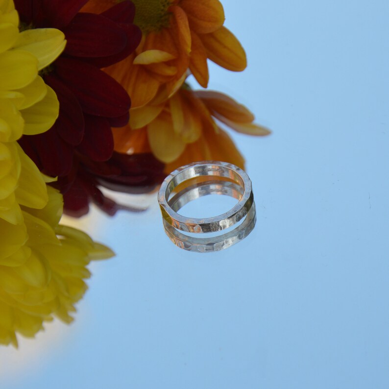 Sterling silver hammered band ring