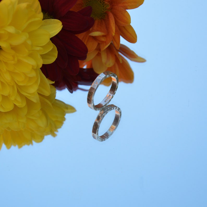 Sterling silver hammered band ring