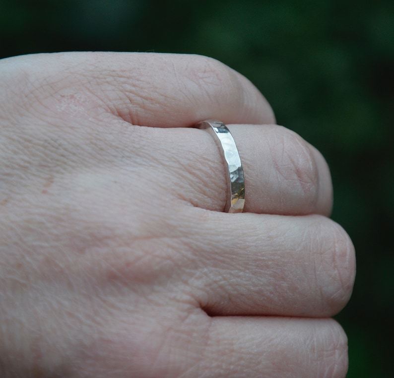 Sterling silver hammered band ring