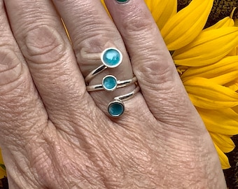 Sterling zilveren en turquoise swirl email verstelbare ring