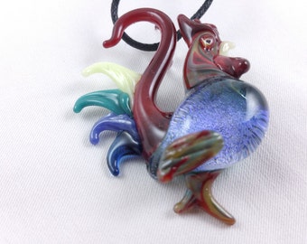 Rooster - Glass Pendant Necklace