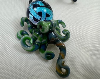 Octopus (Laser Image Inside) - Glass Pendant Necklace Lampwork