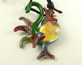 Rooster - Glass Pendant Necklace