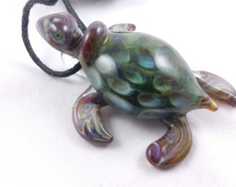 Turtle (Honeycomb) - Glass Pendant Necklace