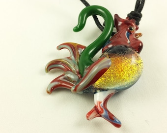 Rooster - Glass Pendant Necklace