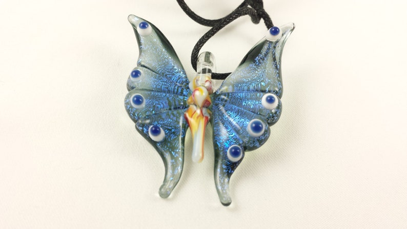 Butterfly Glass Pendant Necklace image 1