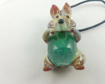 Rabbit - Glass Pendant Necklace Lampwork Borosilicate Dichroic