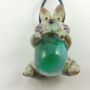Rabbit - Glass Pendant Necklace Lampwork Borosilicate Dichroic