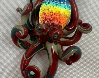 Octopus - Glass Pendant Necklace lampwork