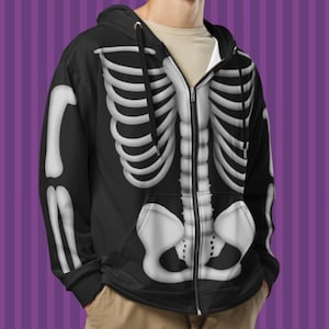 Unisex Skeleton Zip Hoodie