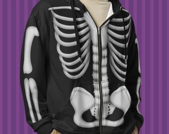 Unisex Skeleton Zip Hoodie