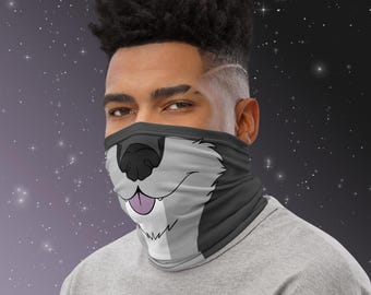 Grey Wolf Face Neck Gaiter [Made To Order]