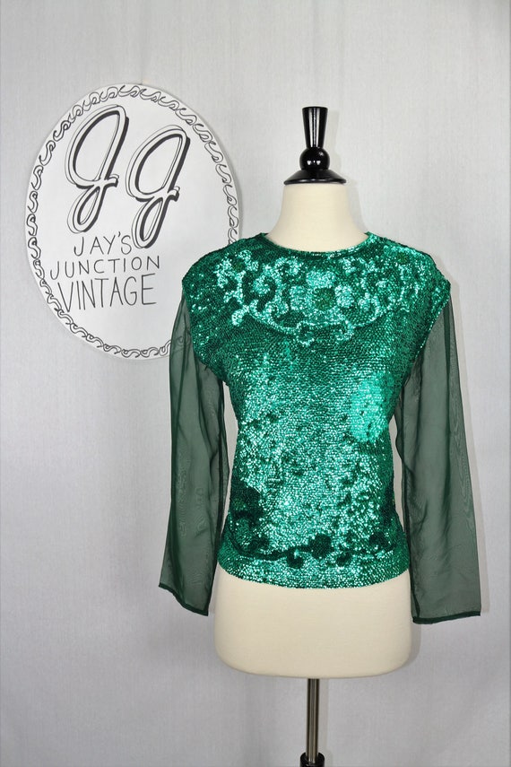 emerald green sequin top