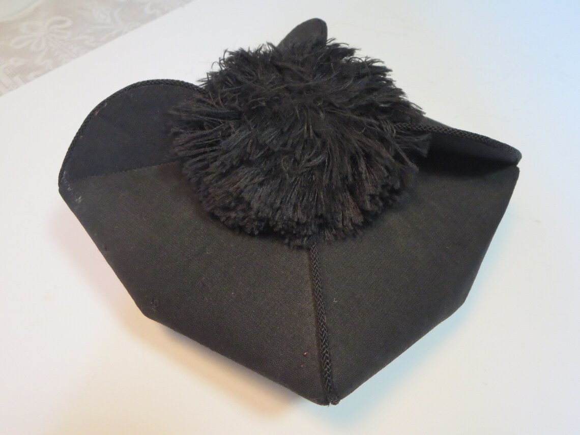 ANTIQUE BIRETTA HAT Black beret Religious Clergy hat Priest Etsy