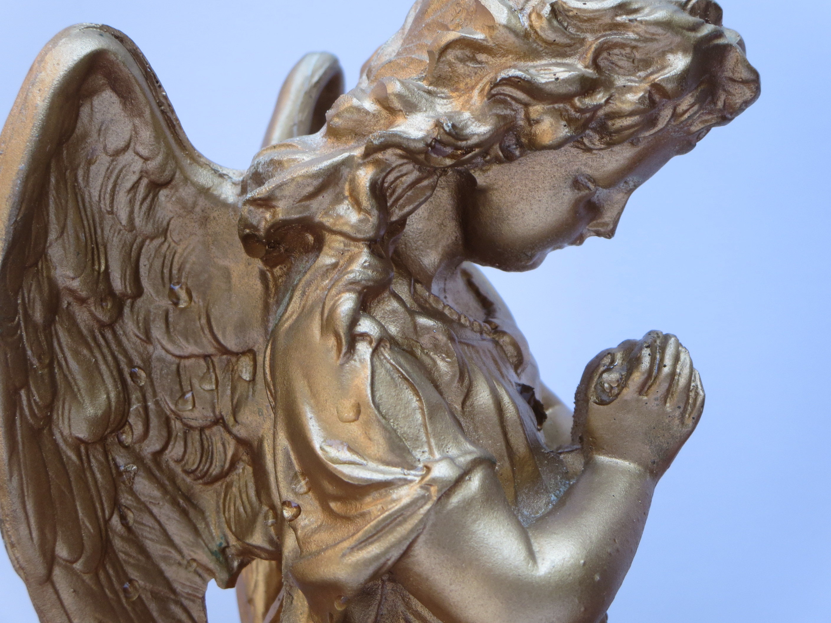 ANGEL CHERUB STATUARY Antique Adoring Angel Gold Plaster Etsy UK