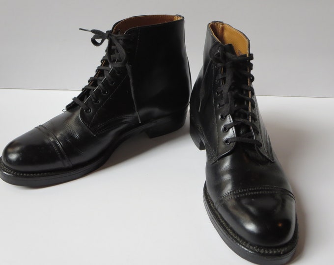 POLICE LEATHER BOOTS Police Boots Policeman Uniform Unisex Boots Black Booties Vintage Fashion
