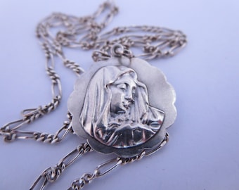 RELIGIOUS NECKLACE~ Virgin Mary medal~ Chain Pendant necklace~ Religious jewelry~ Miraculous Saint medal~ Medallion~ Religious gift~ Gift