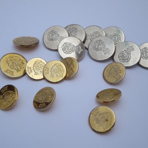 BUTTONS SET COLLECTION, Ancient buttons, Uniform Costume, Sewing Accessory, Fashion vintage, Memorabilia, Gold and Silver