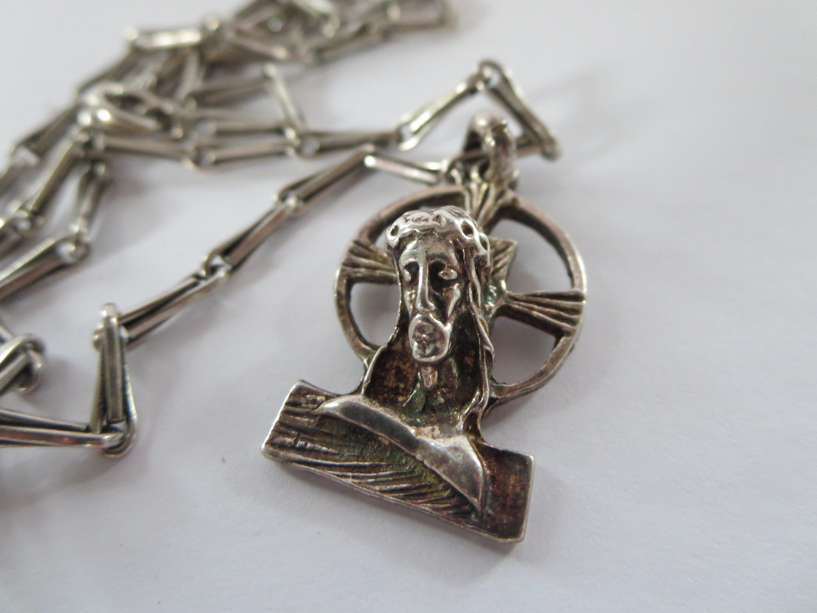 RELIGIOUS CHARM NECKLACE~ Chain pendant~ Jesus~ Religious jewelry~ Silver 925~ Religion Spirituality~ Figural Charm pendant~ Gift