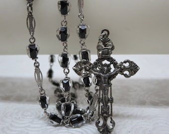 CATHOLIC ROSARY NECKLACE~ Crystal beads & Sterling rosary~ Crucifix Cross~ Gloria~ Religion Spirituality~ Religious Jewelry~ Gift