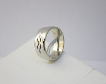 10K BAND RING~ Vintage Jewelry~ White gold~ Unisex large ring~ Wedding band~ Engagement~ 10K Fine solid Gold~ Classic~ Gift