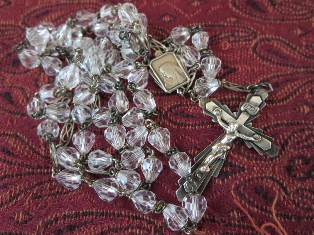 Rare chapelet religieux vintage français avec plusieurs