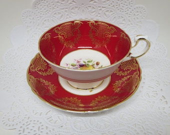 PARAGON TEACUP SET~ Collection Cup- Bright Red~ Fruits~ Bone China~ Tea Cup & Saucer Set~ Tea coffee service~ Vintage~ Mother's day gift