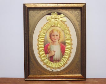 MARCO DE DECORACIÓN RELIGIOSA ~ Niño Jesús ~ Marco de madera antiguo ~ Decoración de mesa ~ Decoración religiosa ~ Decoración del hogar ~ Religión Espiritualidad