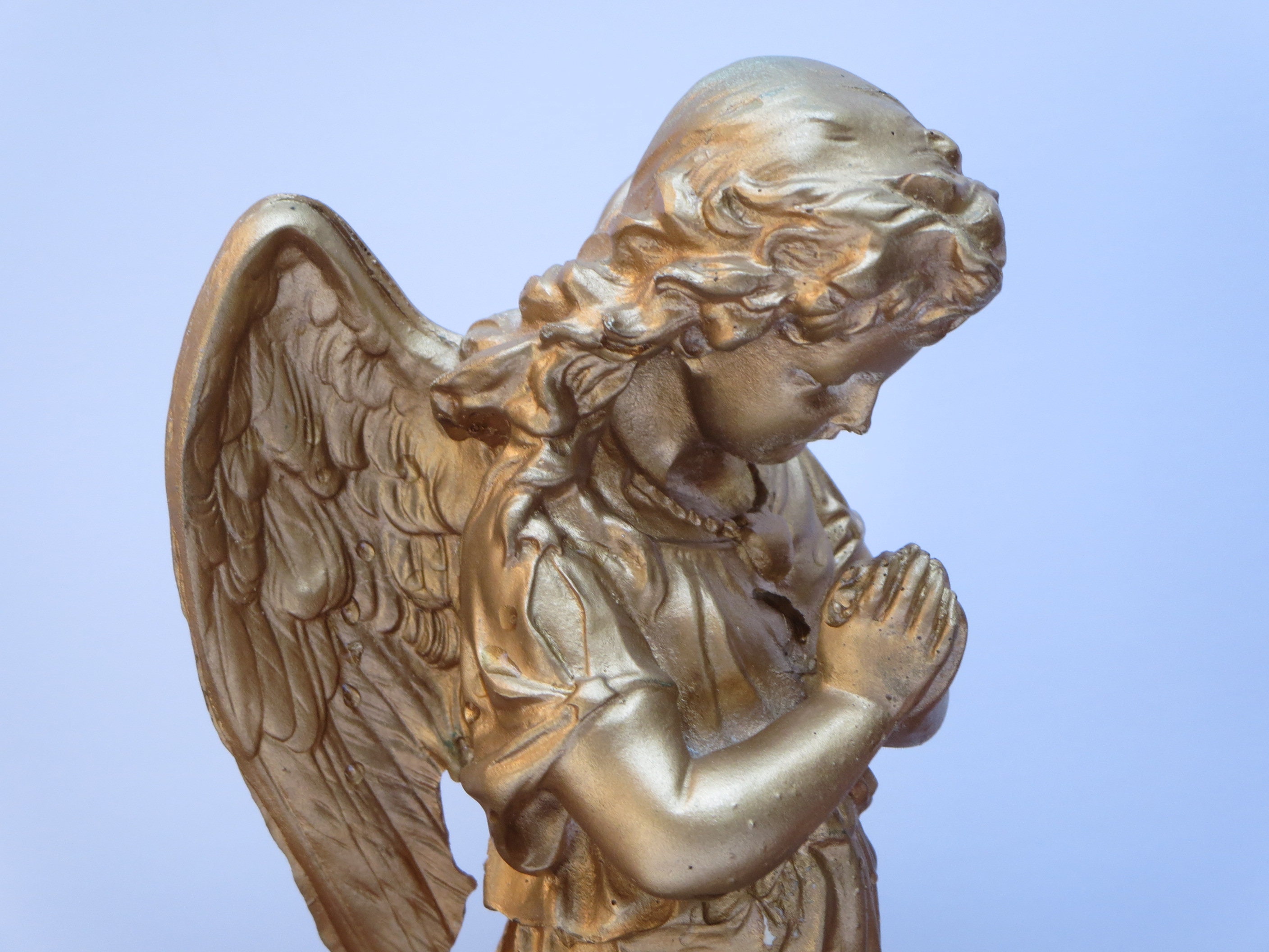 ANGEL CHERUB STATUARY Antique Adoring Angel Gold Plaster Etsy UK