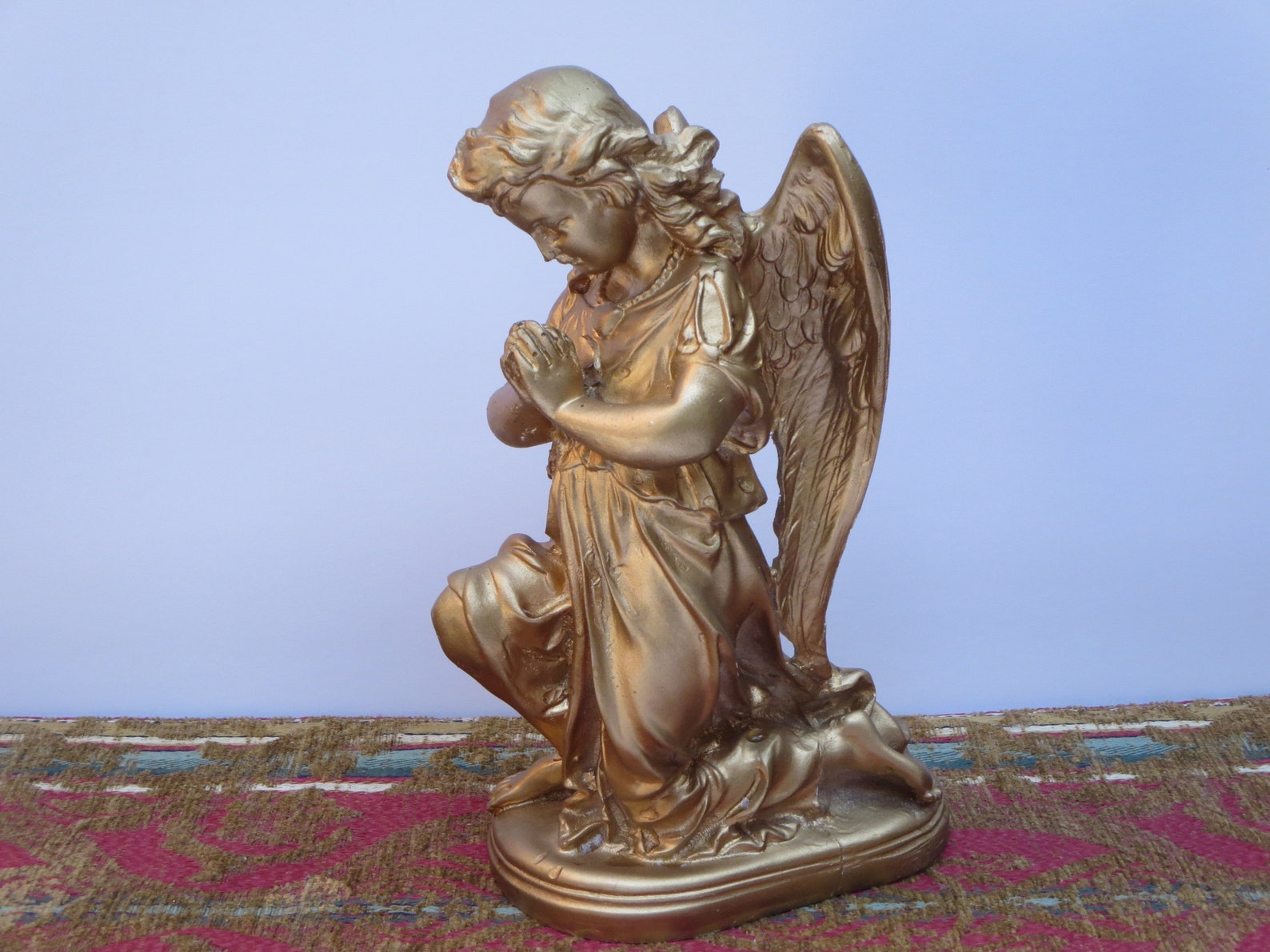 ANGEL CHERUB STATUARY Antique Adoring Angel Gold Plaster Etsy