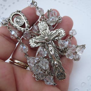 STERLING BEADS ROSARY~ Crystal Prayer beads~ Catholic Necklace rosary~ Religious jewelry~ Religion art~ Cross Crucifix~ Gothic~ Gift