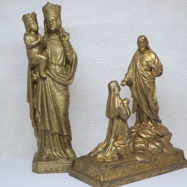 STATUES RELIGIEUSES~ Miniature~ Statuettes de métal~ Antique Catholique~ Art religieux~ Collection~ Spiritualité~ Décor maison~ Figurine