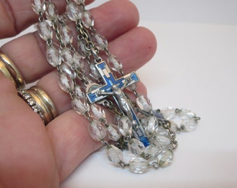 FRENCH BEADS ROSARY~ France~ Catholic prayer Rosary necklace~ Religious Art~ Cross Guilloche enamelled~ Spirituality Religion~ Gift