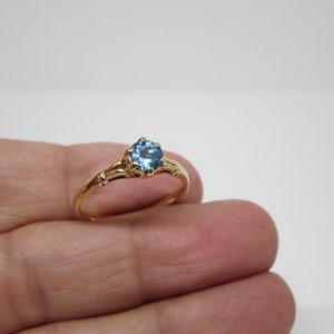 10K GOLD RING~ Aquamarine~ Blue stone~ Art Deco~ Ancient jewelry~ Wedding~ Bridal~ Engagement ring~ Vintage~ Love Gift~ Christmas