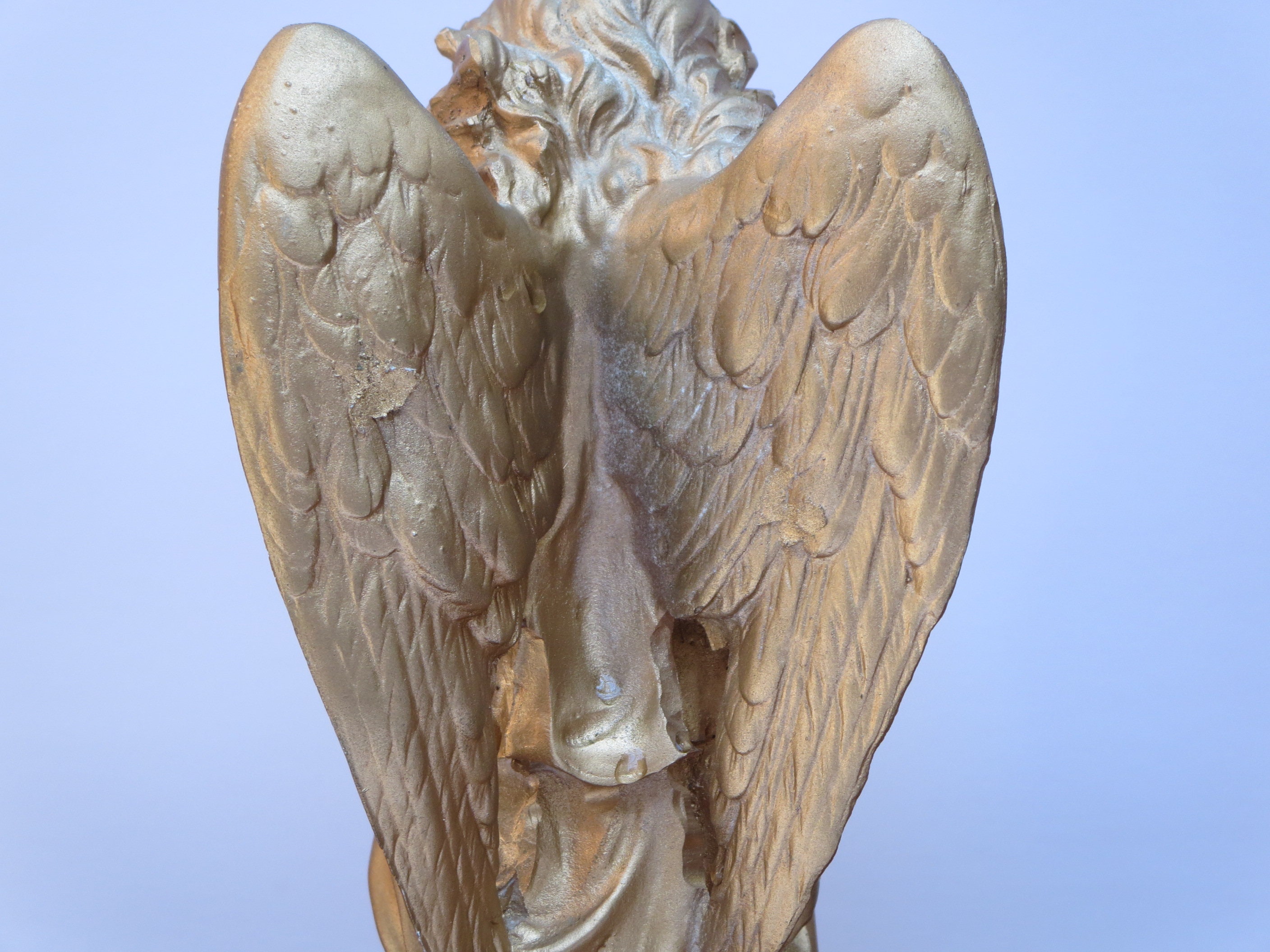 ANGEL CHERUB STATUARY Antique adoring angel Gold Plaster Etsy