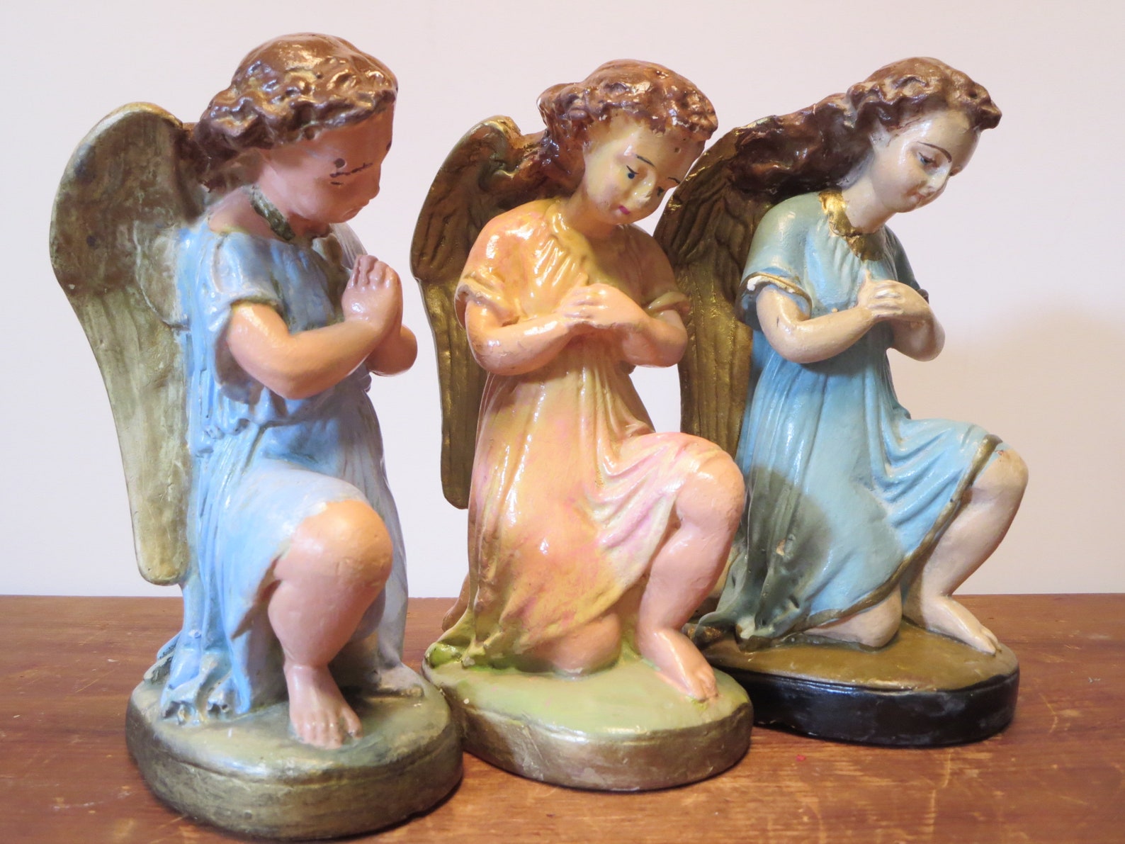 ANTIQUE ADORING ANGELS Angel plaster statue Religious Etsy