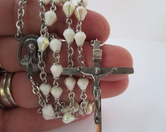 PRAYER BEADS ROSARY~ Mother of pearl~ Rosary necklace~ Antique rosary~ Catholic~ Religious~ Religious object~ Spirituality~ Gift