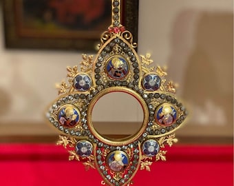 SACRED ART MONSTRANCE~ French Altar standing cross~ Crucifix~ Religious Art~ Liturgical~ Neo-gothic~ Catholic~ Chapel Home decor