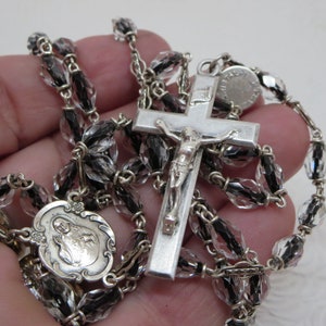 PRAYER BEADS ROSARY~ Rosary Necklace~ Catholic~ Spirituality~ Crystal Prayer beads & Sterling Rosary~ Religious jewelry~ Gift