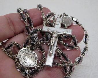 PRAYER BEADS ROSARY~ Rosary Necklace~ Catholic~ Spirituality~ Crystal Prayer beads & Sterling Rosary~ Religious jewelry~ Gift