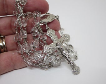 ROSARY NECKLACE~ Spirituality Religion~ Crystal Beads~ Sterling~ Catholique Chaplet~ Praying Rosary necklace~ Jewelry~ Religious Gift