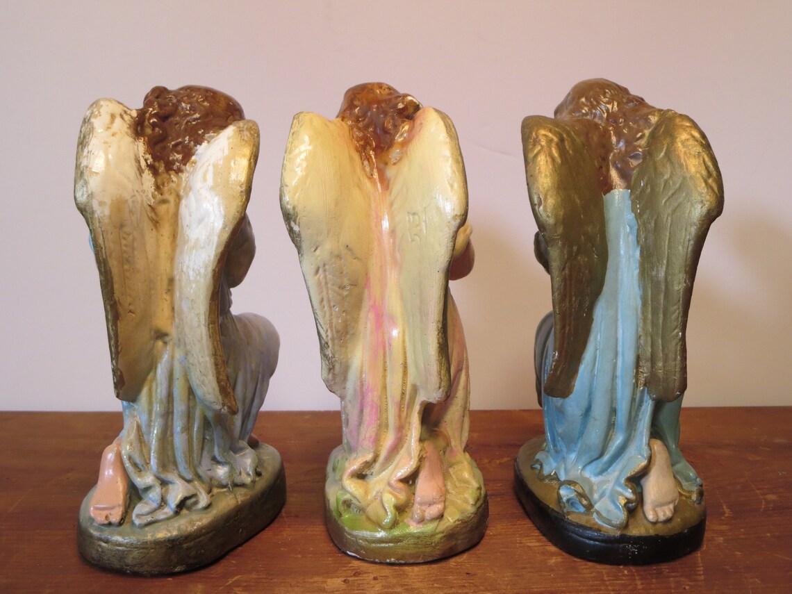 ANTIQUE ADORING ANGELS Angel plaster statue Religious Etsy